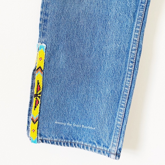 Exceptionally Rare 90s Vintage Upcycled Beaded Jeans ASO Rachel Green in Friends - Picture 10 of 15